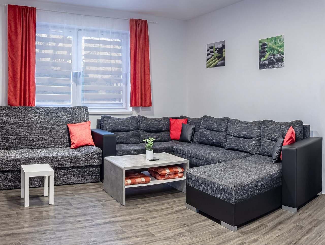 Living room with a spacious sofa